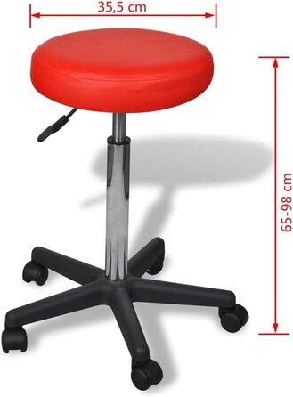 Стілець на коліщатках VidaXL, робочий стілець, обертовий стілець, косметичний Стілець, офісний стілець (, червоний)
