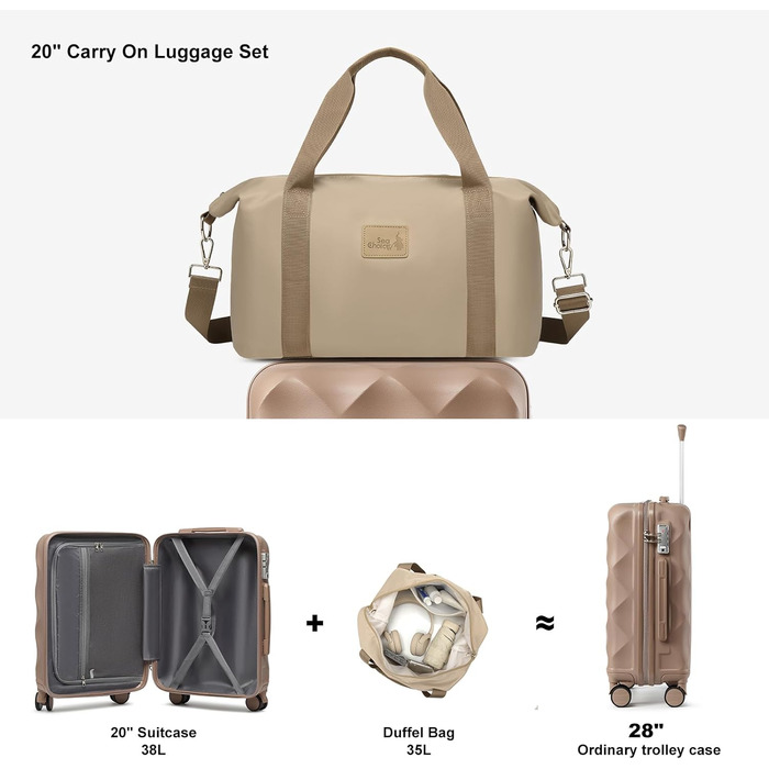 Набір валіз та сумок Sea Choice: 5шт (55/65/76см), TSA замок, 4 колеса, рожеве золото