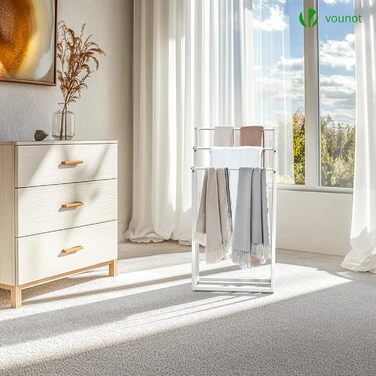 Підставка для рушників VOUNOT® на підлозі, металева, 3 стійки, чорна, для ванної кімнати, стабільна, економна