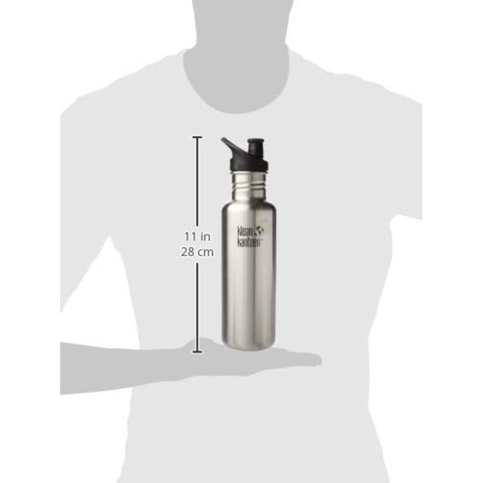 Пляшка з нержавіючої сталі Klean Kanteen зі спортивним ковпачком класичне срібло