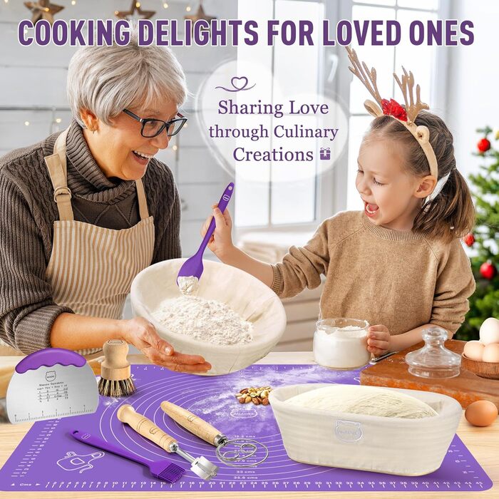 Набір для випікання кислотного хліба MIAOKE: корзини для бродіння, скребок для тіста, ніж для хліба, пензлик, підкладки та інше