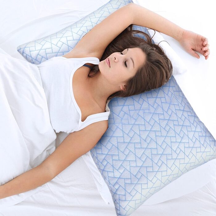 Подушка для сну Flanhorest з ефектом пам'яті для вагітних та годування, довга ортопедична подушка для сну на боці, синя, стандарт
