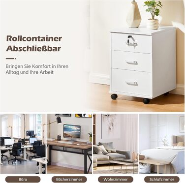 Тумба для документів TUKAILAI на коліщатках, 3 висувні ящики, білий колір, 2 шт.