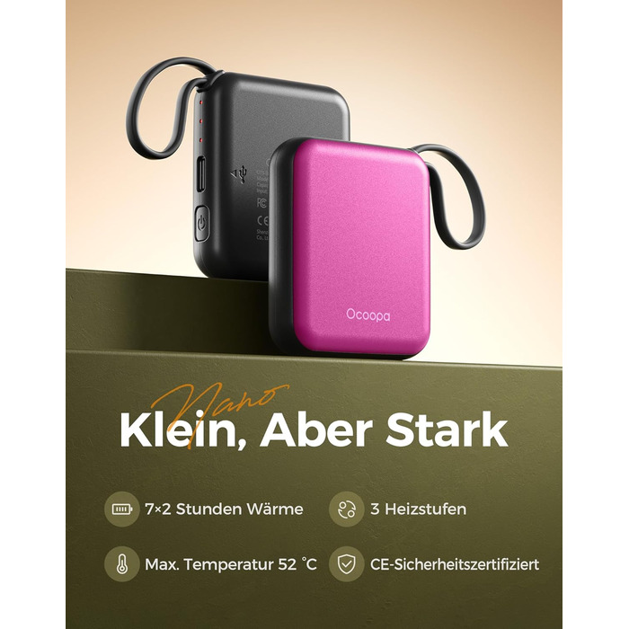 Електричні грілки для рук Ocoopa 2 шт., USB, 4000mAh, 3 режими нагріву, до 52°C, для зими, спорту та подорожей, Ocoopa x UT5 Nano Wiesengeflüster (Квіткова серія)