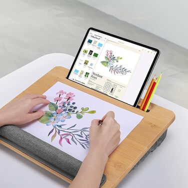 Зручний портативний столик-підставка для ноутбука до 15.6 дюймів, з подушкою, для студентів та роботи з книгами/планшетами