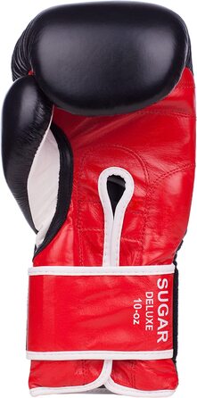 Боксерські рукавички Benlee зі шкіри Sugar Deluxe (16 унцій, чорний / червоний)