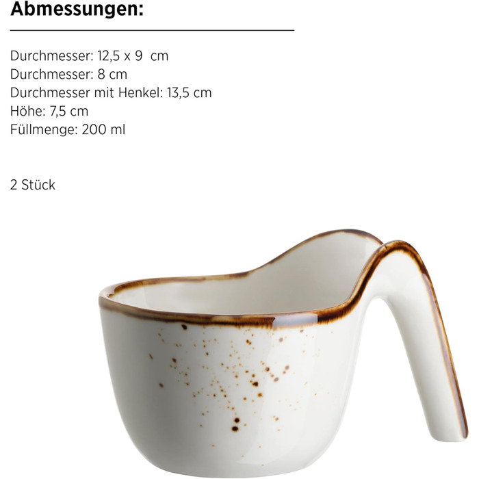 Набір кавових чашок MÄSER Serie Pintar (8 шт.) з порцеляни, вінтажний стиль, коричневий, для 4 осіб