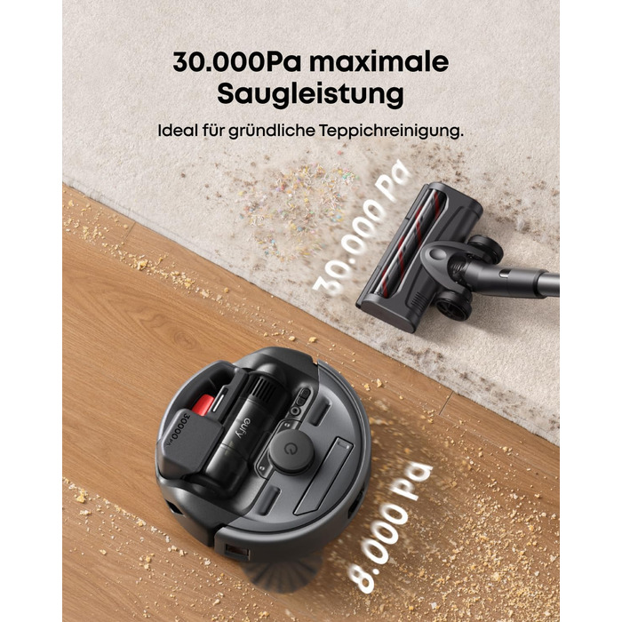 Робот-пилосос eufy HydroJet з функцією миття, 20000Pa, Turbo-сила всмоктування, щітки DuroSpiral, CornerRover для кутів, станція All-in-One, для тварин та дітей (E20)