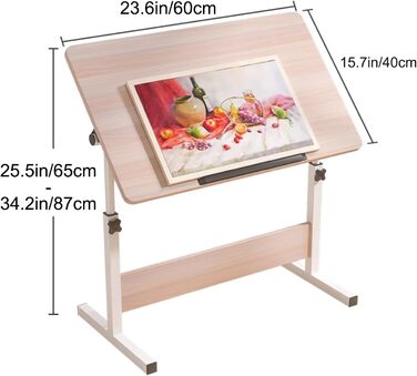 Складаний столик для малювання, регульована висота, мольберт-столик для дому та офісу, диванів та соф, розмір 60 см