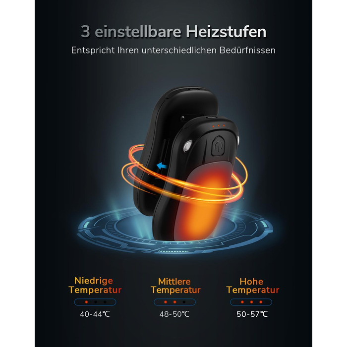 Електричний грієчка для рук, перезаряджуваний, USB, набір 2 шт. (сірий)