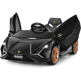 Дитячий електромобіль Lamborghini GOPLUS, з пультом керування, Bluetooth, USB, музика, 3–5 км/год, для дітей 3–8 років, білий/чорний