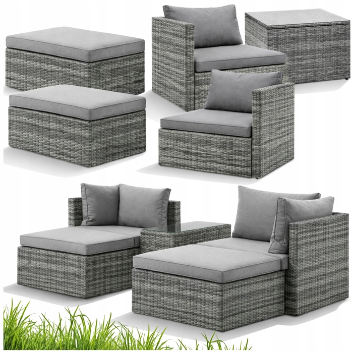 Комплект садових меблів MatMay із пластику, сірий, 4 предмети