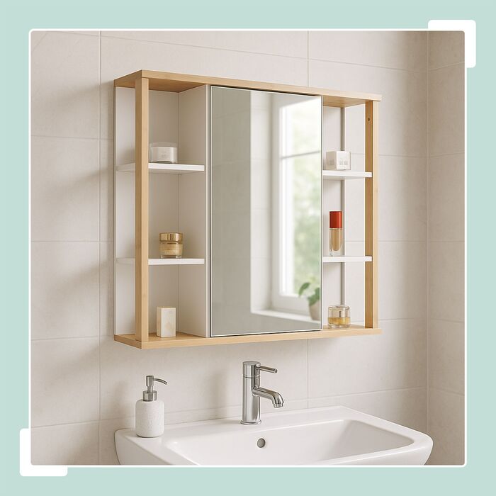 Дзеркальна шафка Relaxdays з бамбуковим декором