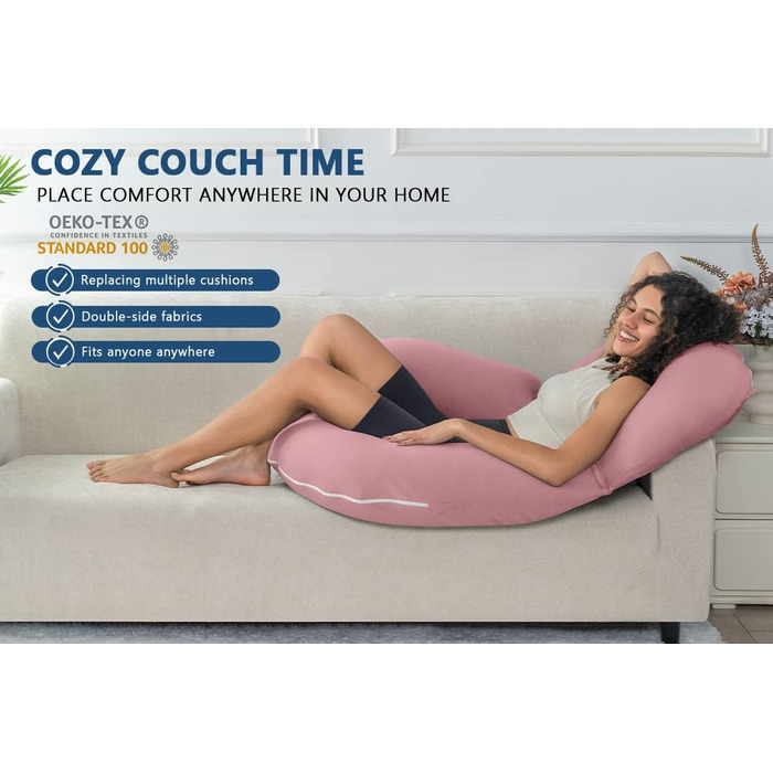 Подушка для читання INSEN, спинка для сидіння в ліжку, для читання, відпочинку, медсестер, дорослих, мам та дітей, подушка для пресу, охолоджуючий тенсел, рожева