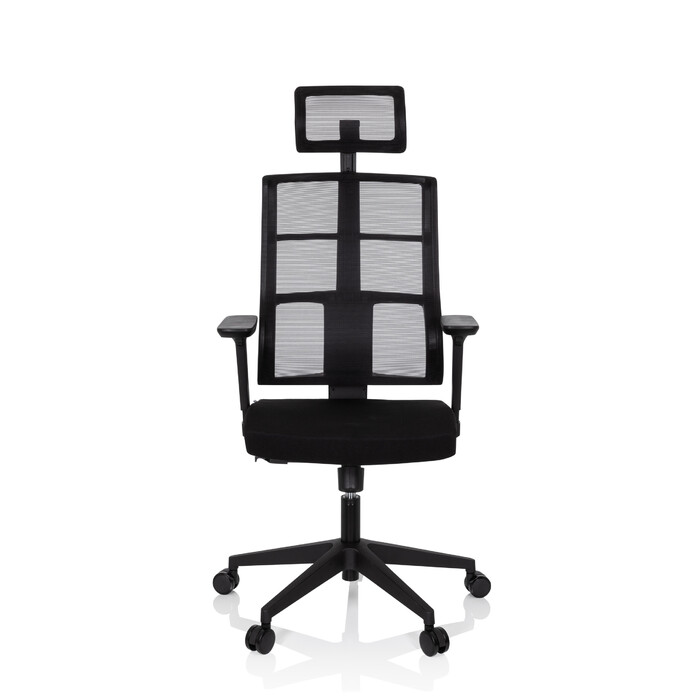 Офісне крісло / Крісло на коліщатках SPINIO PRO з сітчастою/тканинною оббивкою, чорного кольору, hjh OFFICE