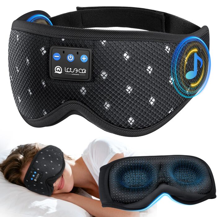 Маска для сну LOVE EYE 3D, для тих, хто спить на боці, чоловіча та жіноча, дихаюча, світлонепроникна (Чорна)