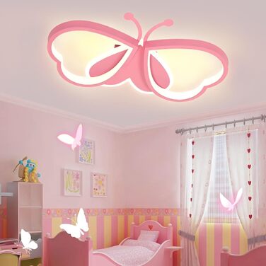 Дитячий стельовий світильник LUOLONG Butterfly Dimmable Acrylic для кімнати дівчинки - рожевий 92см