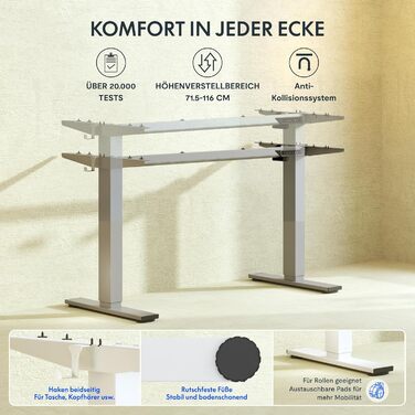 Електричний регульований стіл FlexiSpot з пам'яттю висоти та LED-дисплеєм, сірий (EN1)