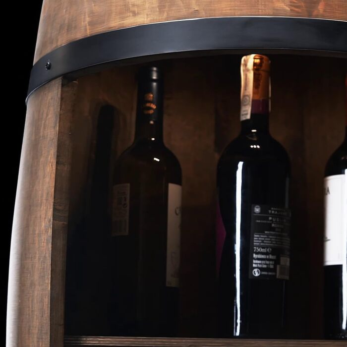 Дерев'яна винна шафа-бар Fass від Creative Cooper з LED підсвічуванням, 80x50 см - Рустичний декор для дому