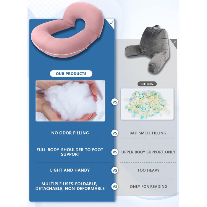 Подушка для читання INSEN, спинка для сидіння в ліжку, для читання, відпочинку, медсестер, дорослих, мам та дітей, подушка для пресу, охолоджуючий тенсел, рожева