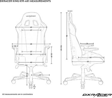 Геймерське крісло DXRacer King K99, шкірозамінник, чорно-червоне, до 200 см