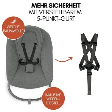 Дитячий стільчик Hauck Beta+ Newborn Set Premium Dark Grey - комплект з підставкою для новонароджених, м'яким сидінням та підносом для годування
