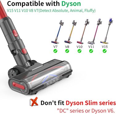 Щітка Suzao для Dyson V7 V8 V10 V11 V15 sv10, sv12, sv14, sv15, насадка для підлоги з м'якою щіткою, валик 4LED і блокування спускового гачка, змінні насадки для килимів, паркетних підлог, аксесуари для твердих підлог