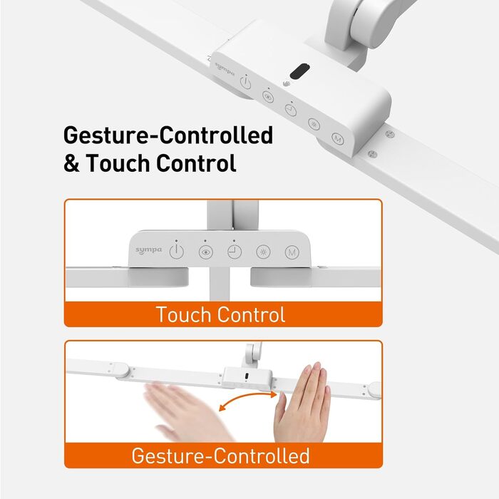 Світлодіодна настільна лампа Sympa, з можливістю затемнення, 2000 л, 103 см, затискний світильник з перемикачем жестів, чорний