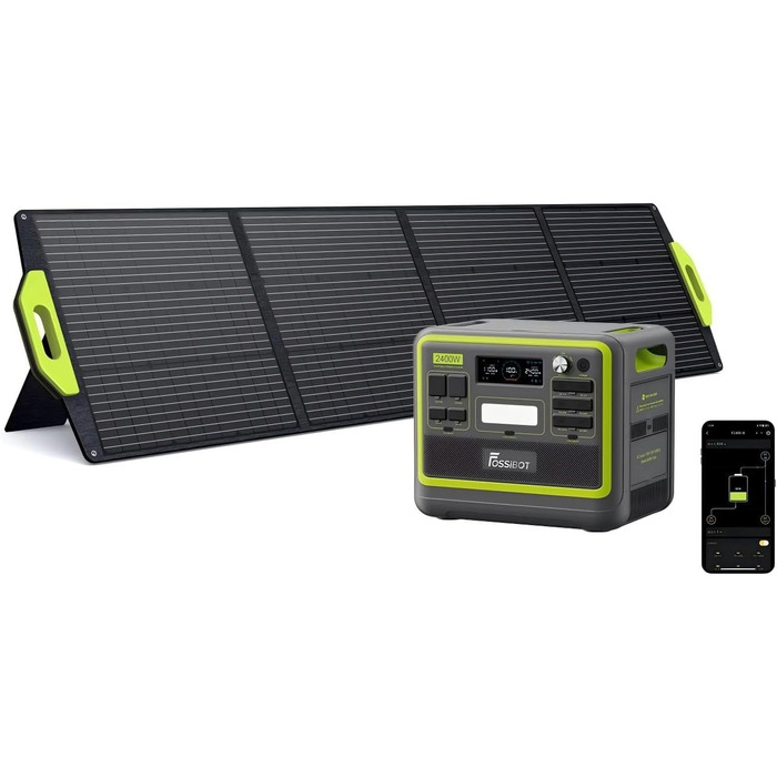 Портативна електростанція FOSSiBOT F2400: 2048Wh LiFePO4, 2400W (4800W пік), 230V, 3 виходи AC, сонячний генератор для дому, кемпінгу та резервного живлення