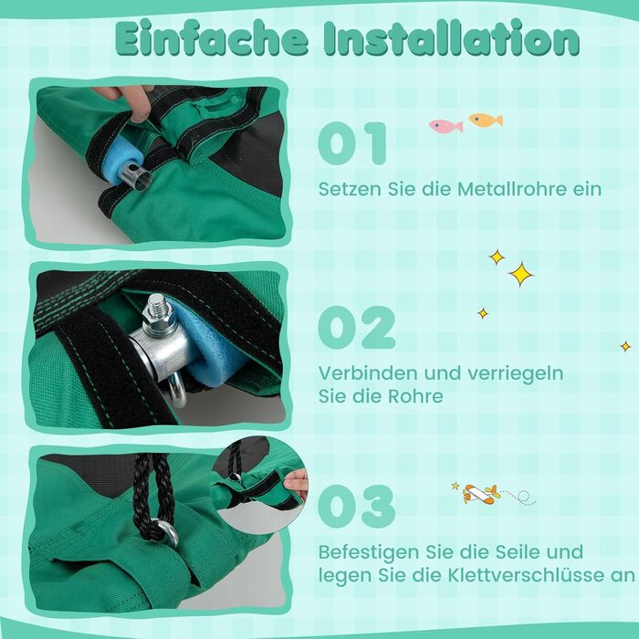 Шоукель-гніздо COSTWAY, дитяча гойдалка, гойдалка на дерево, гойдалка-лебідь, кругла гойдалка для дому та вулиці, Ø 100 см (зелена)