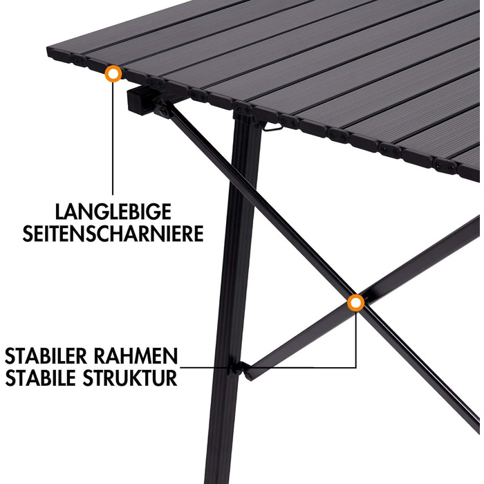Складаний кемпінговий стіл Portal з регулюванням висоти, алюмінієвий, 120x70 см, чорний