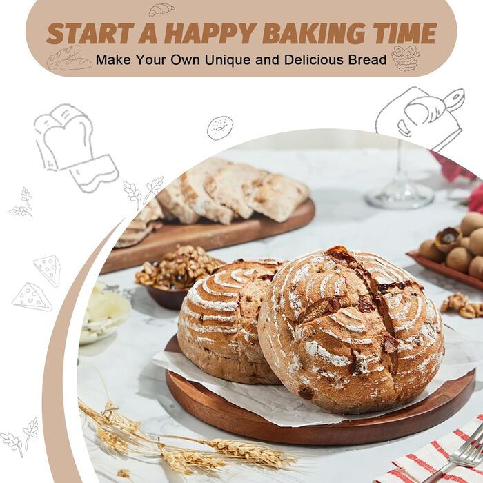 Набір для випічки хліба Brot: 2 корзини (23см круглі, 25см овальні), тейгшкребок, мішалка, тканинний вкладиш & лам, 100% ротанг