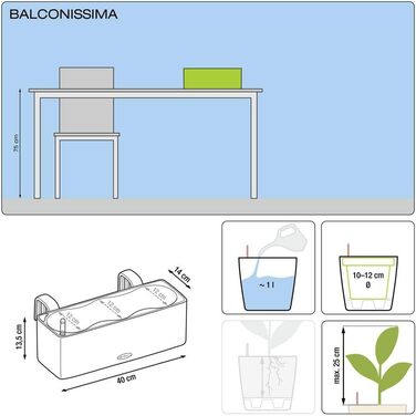 Горщик LECHUZA CUBE Color Triple білий 13680, 40x14x13,5 см - для квітів та зелені