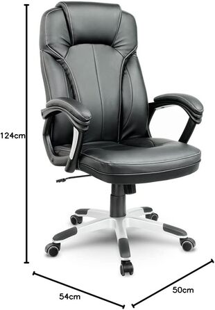 Офісне крісло Sofotel: регульована висота, Tilt механізм, підлокітники, підголовник, чорний колір, штучна шкіра