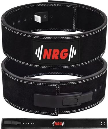 Пояс для важкої атлетики NRG Fitness шириною 10 см - XL (101-111 см) - Пояс для пауерліфтингу Бодібілдинг Професійний підйомний слінг - Тренувальний ремінь - пряжка важеля Швидке закриття кліпси Силові тренування - чорний