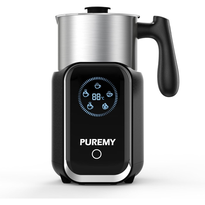 Електричний спінювач молока 5-в-1, 600 мл, з регулюванням температури, для лате, капучино, чорний