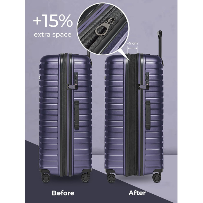 Набір валіз Pactastic 3 шт. з поліпропілену | Розширюваний, 4 колеса, TSA-замок | Для жінок та чоловіків (Collection 04)