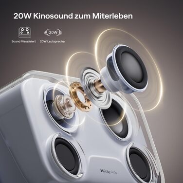 Aurzen Boom Mini 4-в-1 Smart Beamer з Google TV, 4K, проєктор для дому та на вулицю, 20W Dolby Audio, 500 ANSI, автофокус ToF, корекція трапеції, Wi-Fi/Bluetooth, сумісність з телефоном (блакитний)