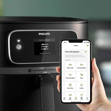 Мультипіч Philips Premium XXL, 7,3 л, на 90 менше жиру, технологія Rapid Air, додаток Рецепти