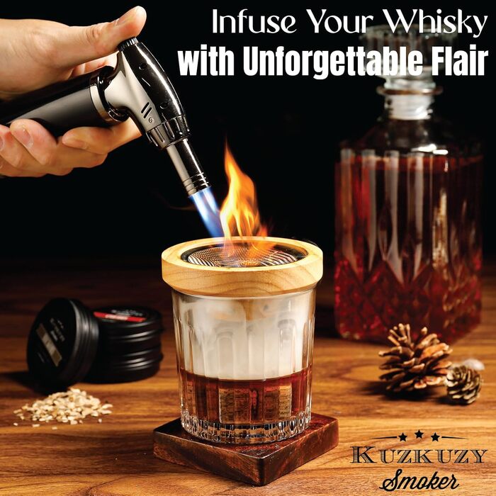 Набір для копчення коктейлів Bouron: факел та 4 види тирси для приготування димних напоїв