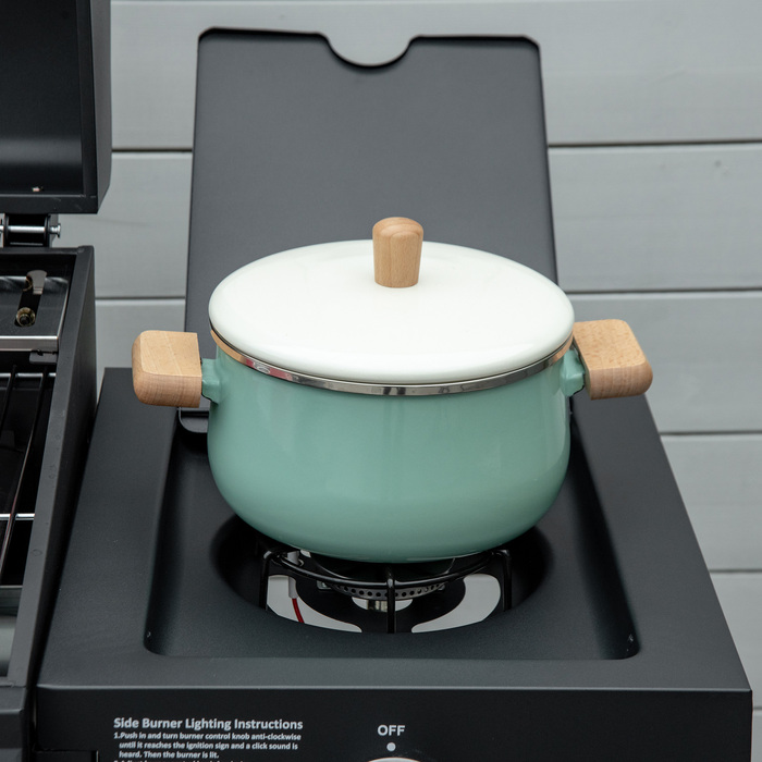 Газовий гриль Outsunny BBQ з 3 пальниками по 3 кВт, мобільний гриль-вагон на 4 колесах, сітка для гриля, бічні столики, редуктор, шланги, шафка, багатофункціональний, метал, чорний, 132,4 см x 55 см x 109 см