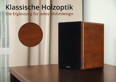 Дюймовий HiFi книжковий поличний динамік, 60 Вт RMS, 2-смуговий, коричневий вигляд під дерево, 365 BN 6,5-