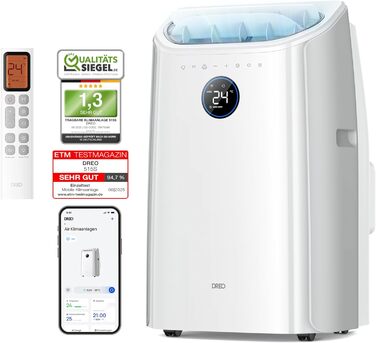 Мобільний кондиціонер Dreo 10000 BTU з охолодженням без дренажу, керуванням через додаток/голос/пульт, таймером 24 години та функцією вентилятора/зневожувача, AC515S