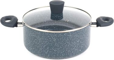 Каструля для приготування їжі Russell Hobbs RH00849EU Nightfall Stone, без бісфенолу А, приблизна ємність 4,5 л Каструля з антипригарним покриттям 24 см, маленька каструля зі скляною кришкою для виходу пари, каструлі індукційні, каструля з бакелітовою руч