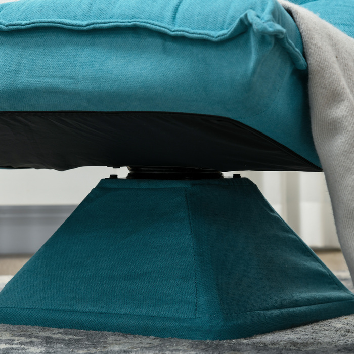 Крісло-релакс, крісло для читання, поворотне, з оксамитовою текстурою, розміри 62 x 70 x 95 см, блакитне