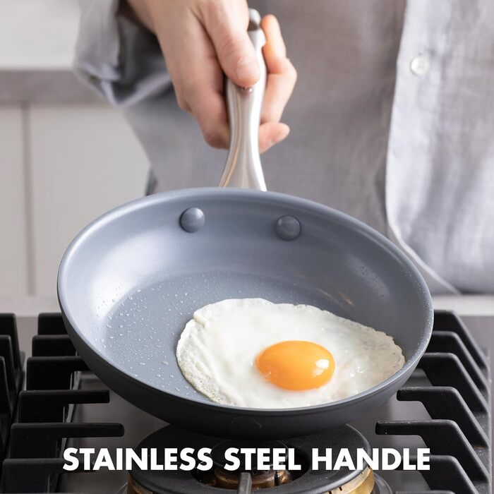 GreenPan Lima сковорода з антипригарним покриттям Lima Hartelox, 28 см, кераміка, без PFOA/PFAS, для плити та гриля, з кришкою, сірий колір