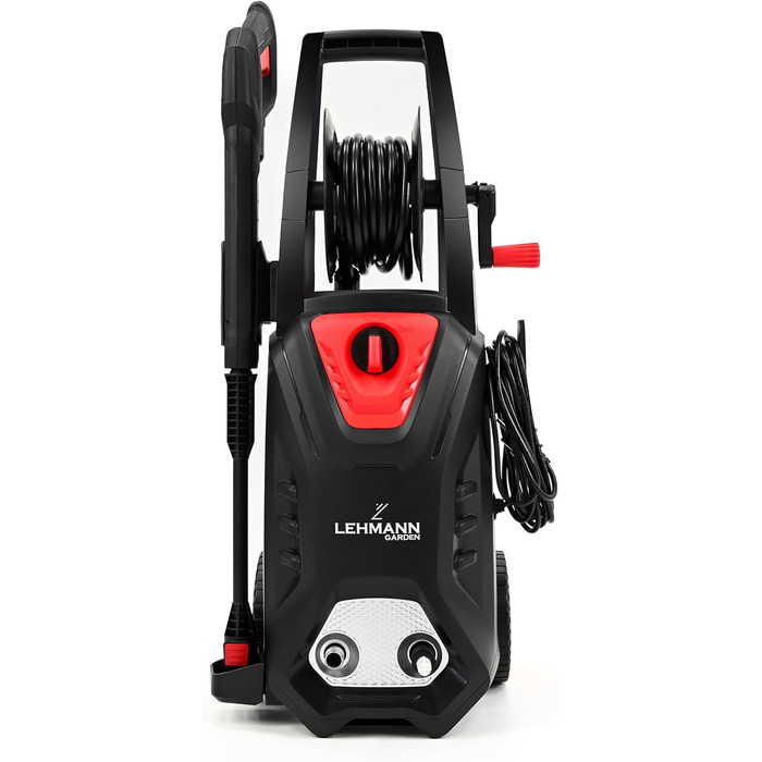 Високотискний мийник LEHMANN Hudson з алюмінієвим насосом, 1800 Вт, макс. 220 бар, продуктивність 450 л/год, комплектація: щітка для тераси, піногенератор, щітка для дисків, ідеальний для миття автомобілів