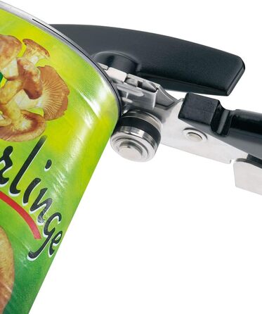 Відкривач для консервних банок GEFU Cando з безпечним ріжучим диском | З повторно надійним кришкою | Нержавіюча сталь та пластикова ручка | Для всіх банок