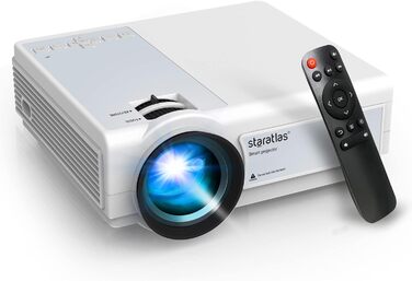 Проектор Staratlas Beamer 5G WiFi Bluetooth Full HD 12000 Lumen, Native 1080P 4K, для домашнього кінотеатру, сумісний з iOS/Android/Fire Stick/HDMI/USB/PS5, білий