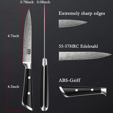 Набір кухонних ножів SHAN ZU з бруском, 14 предметів. Професійний німецький кухонний набір ножів з точильним бруском, чорний.